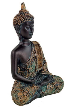 Mediterende Buddha - 15cm -MANDALA Butik 18103 buddhainmeditationantiquefinishthailand z1