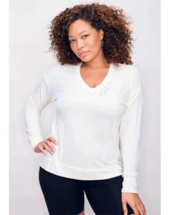 Be Love "Do Small Things" Long Sleeve V-Neck Pullover (Cream) -MANDALA Butik dosmallthingslsvneckcream z2