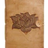 Notesbog I Læder (lotusblomst) - Stor 2 Notesbog I Læder (lotusblomst) - Stor -MANDALA Butik laedernotesbog lotuslille z 1