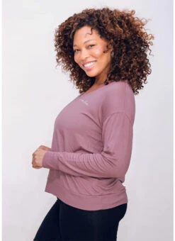 Be Love "We Are Love" Long Sleeve V-Neck Pullover (Desert Mauve) -MANDALA Butik wearelovelsvneckdesertmauve z1